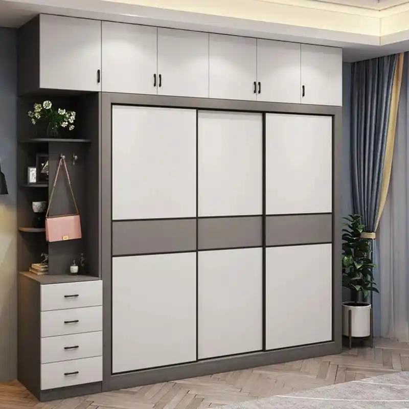 全铝衣柜厂家推拉门衣柜简约现代小户型柜子轻奢衣橱两三门整体大衣柜