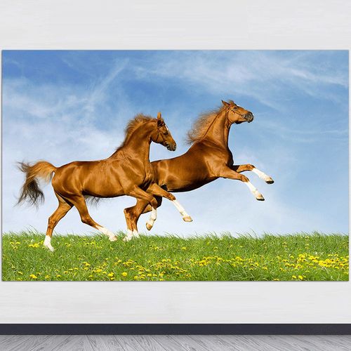 蓝天白云骏马奔腾挂画八骏图装饰画马到成功镇宅旺业风水壁画贴画