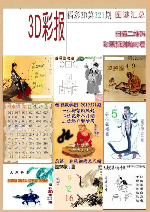 福彩19年321期选号彩报3d精华图谜汇总