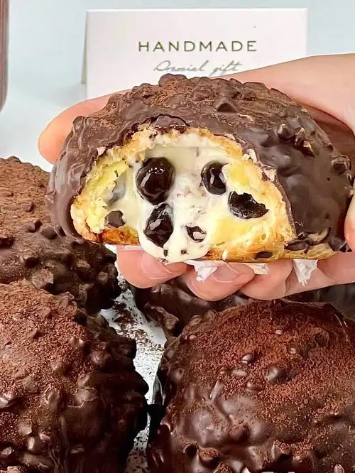 一口爆浆75珍珠巧克力脆皮泡芙00不缩不塌