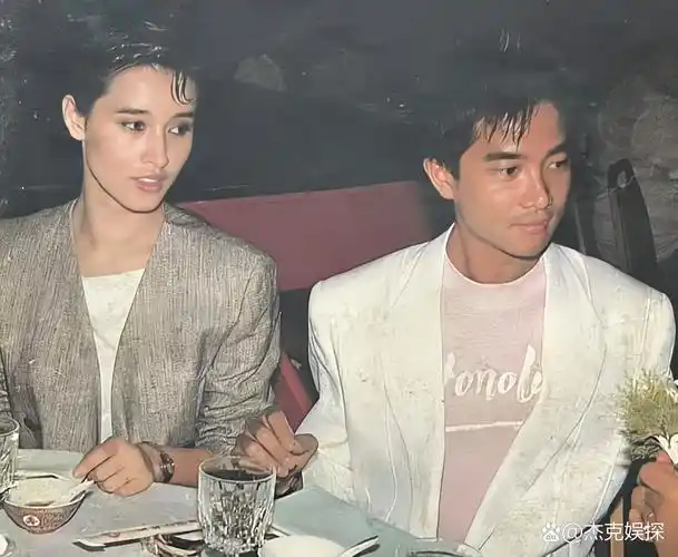 1984年,陈百强首次带中澳混血女友karina亮相,这位女友还蛮美的,气质