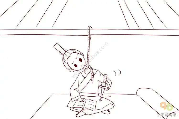成语大全 悬梁刺股简笔画_成语趣猜猜