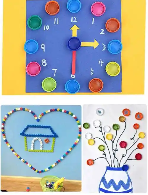 100个彩色饮料矿泉水瓶盖幼儿园装饰拼图盖子创意手工制作子diy材料