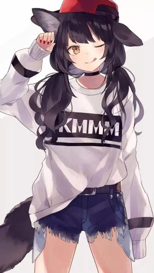 手机壁纸|动漫小姐姐休闲装 高清锁屏