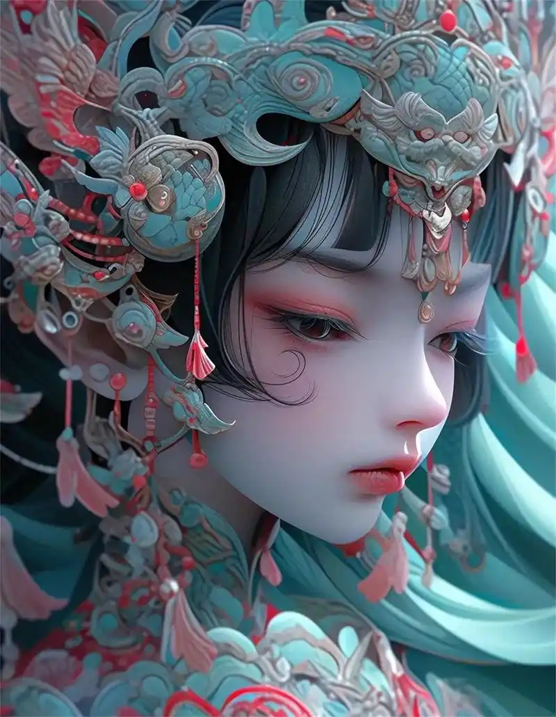 头像国风美人妆 关键词:中国传统戏曲元素:中国传统戏剧服装,京剧