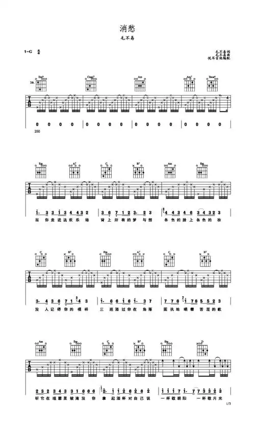 消愁毛不易简易