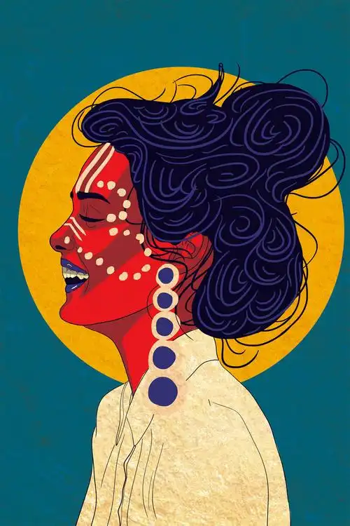 巴基斯坦艺术家amarasikander女性人物肖像插画