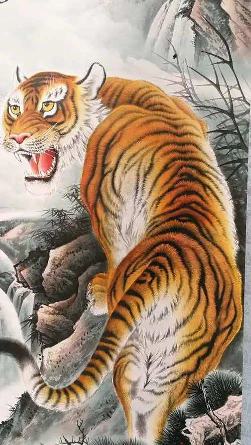 70010上山虎四尺精工手绘作品尺寸169