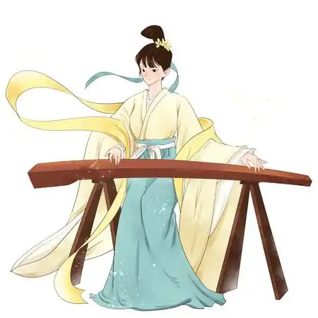 古风古人弹古筝的人图片_卡通手绘_编号11871815_红动中国