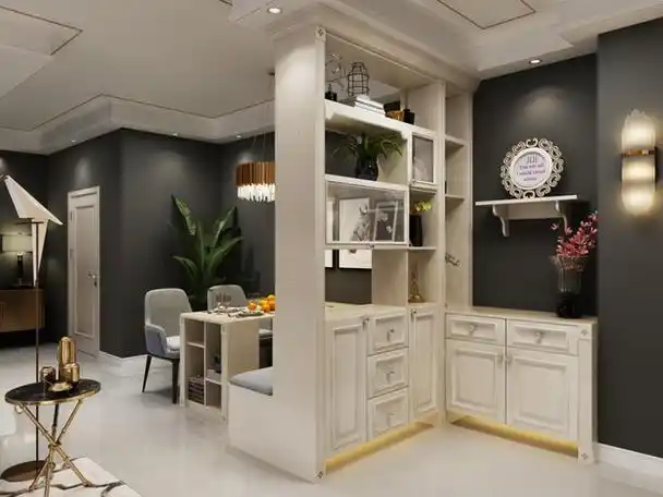 用这种"l"型的鞋柜,刚好可以挡住玄关和客厅,增加了客厅和玄关的私密