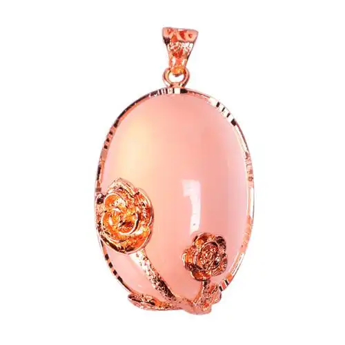 纯天然芙蓉石吊坠5a级莫桑比克粉水晶女款宝石纯银项链旺姻缘旺财_7折