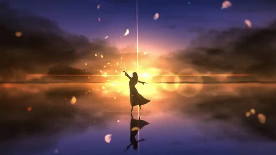 唯美意境动漫背影插画桌面壁纸