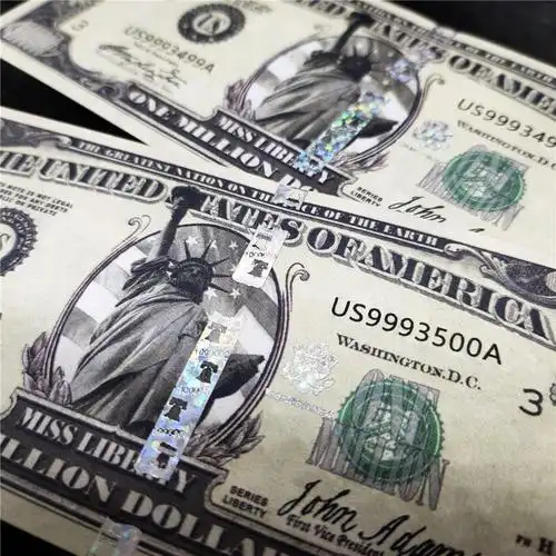 自由女神纪念币100万美国观赏币 大面额外币百万纪念券美国趣味钞