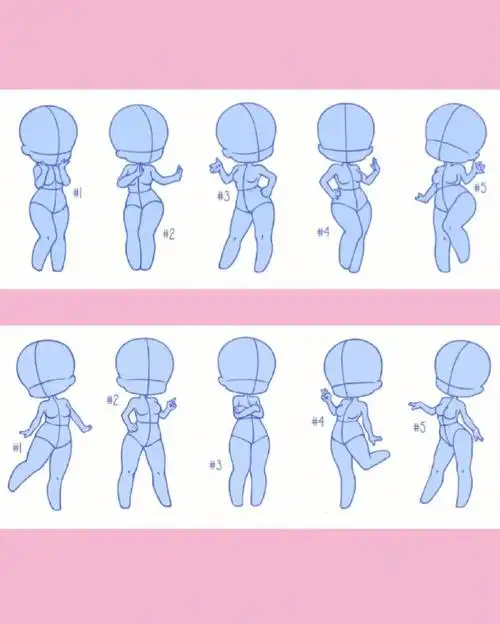 板绘素材q版人物动态姿势参考