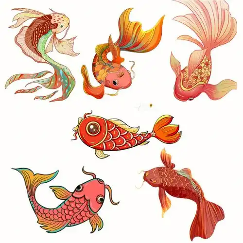 免抠素材绘画各类锦鲤手绘合集分享