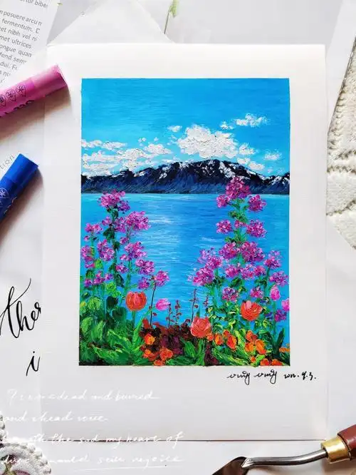 油画棒海的浪漫是蓝色附过程图色号