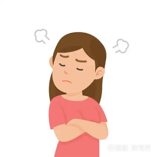 可爱的女孩得到愤怒的战斗与吹从耳朵的表达, 矢量插图