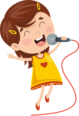 可爱 卡通 小女孩 唱歌 矢量
