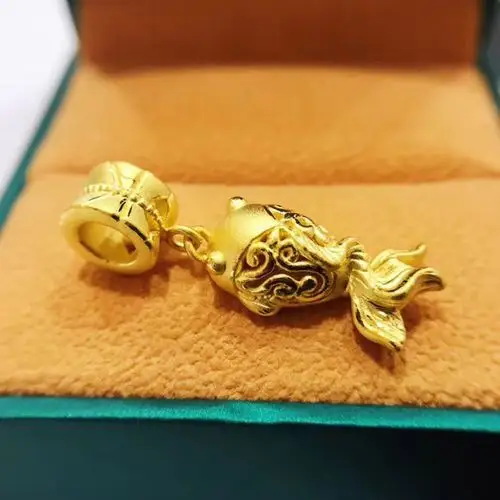 黄金金鱼吊坠新款3d硬金年年有余项链女999足金小金鱼坠子送妈妈
