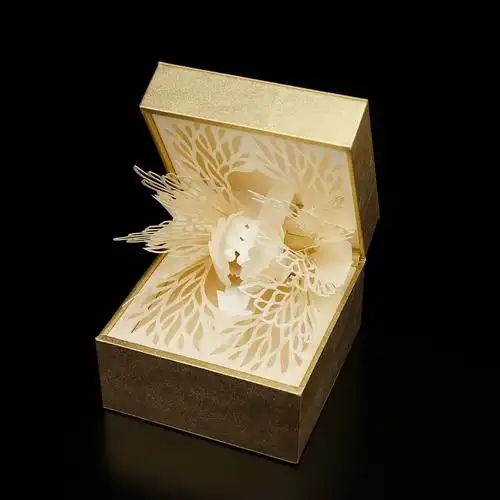 创意弹出式花瓣纸雕戒指德国peterdahmen包装盒礼品创意礼盒