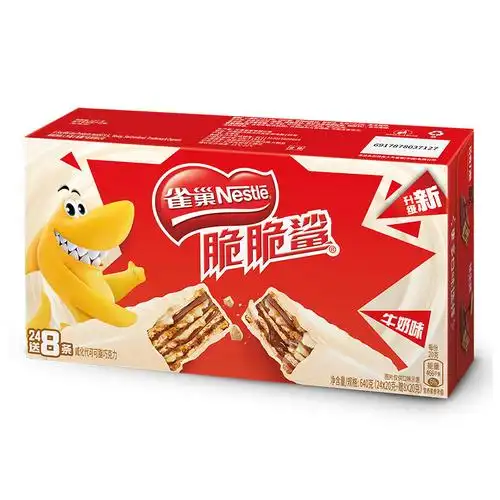 nestlé 雀巢 脆脆鲨 夹心威化巧克力饼干 牛奶味 640g