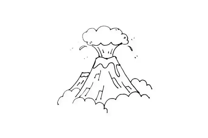 火山爆发简笔画,火山爆发图片,大自然简笔画