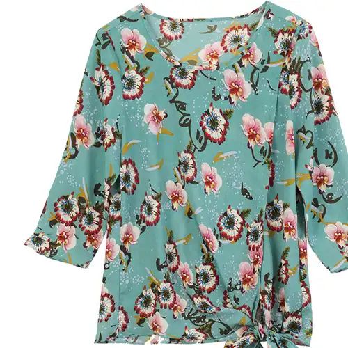 甄选优质蕾丝面料,让你可以有全新的穿衣体验,五分袖雪纺衬衫衣领唯美