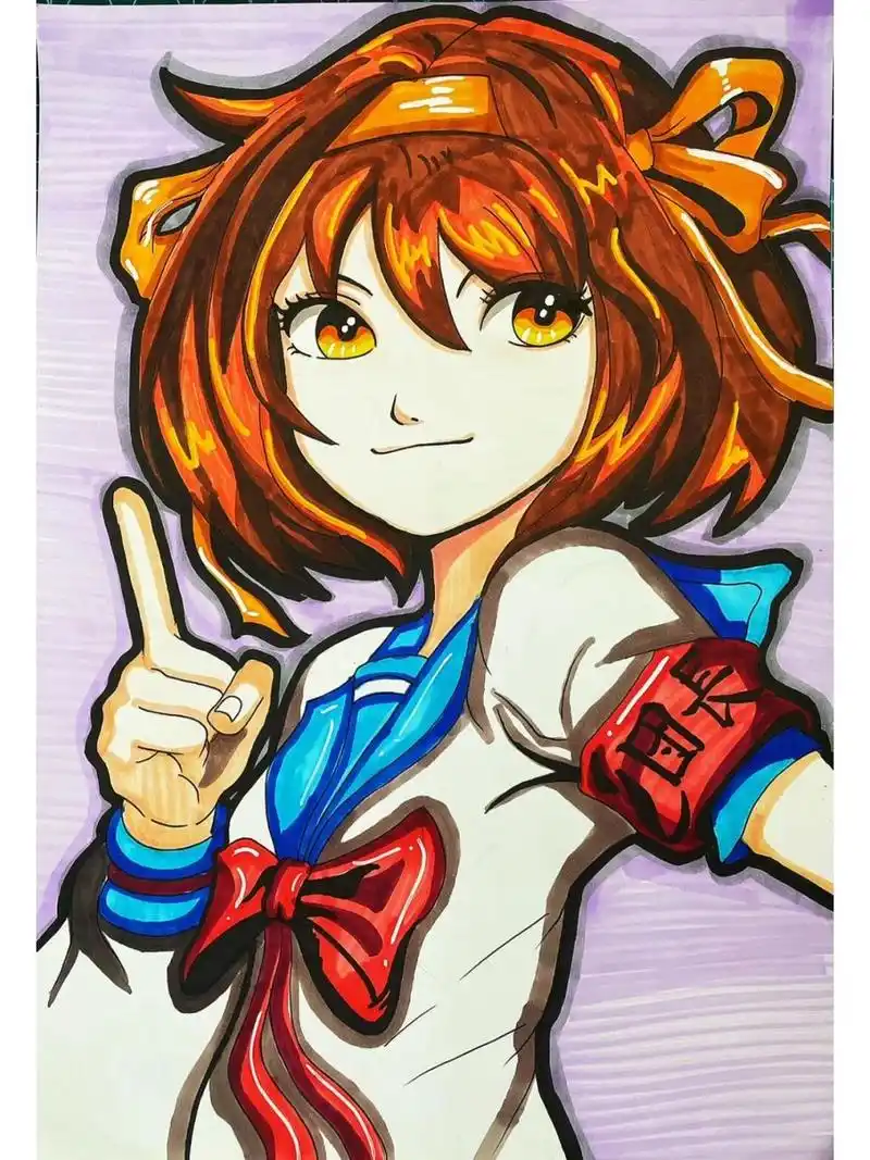 马克笔动漫凉宫春日 马克笔动漫人物,凉宫春日的忧郁 高级动漫,马克笔