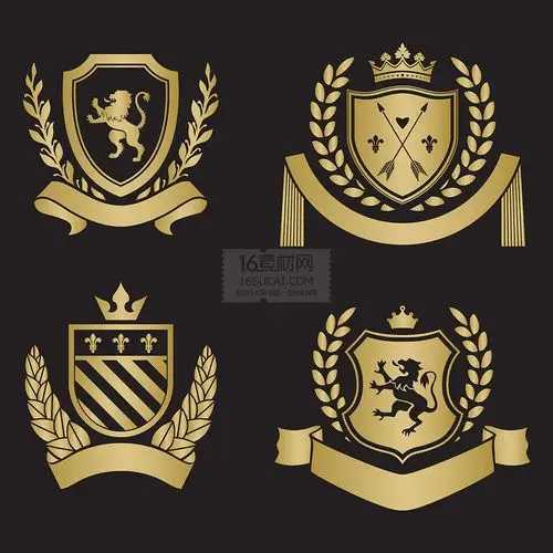 金色丝带徽章标志矢量素材