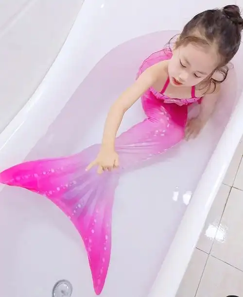 日本韩国小孩子泳衣美人鱼演出服儿童服装女童鱼尾女孩泳衣小孩拍照