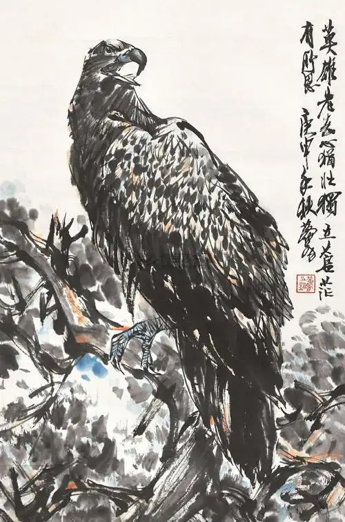 鹰 镜心 设色纸本