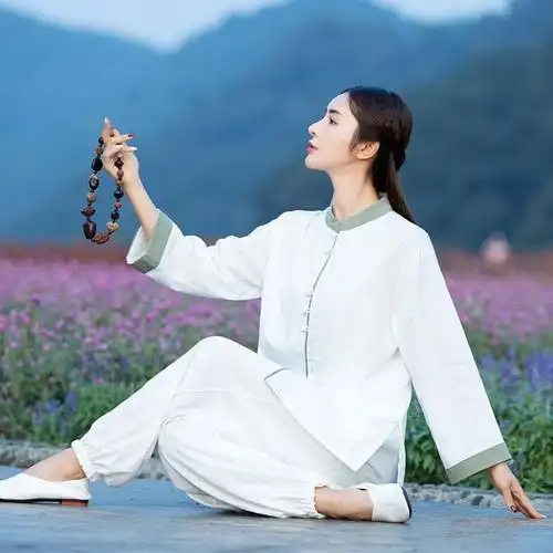 佛系禅意女装秋改良居士服时尚太极服高端棉麻禅服中式唐装女套装