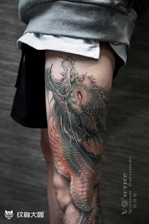 腿部新传统纹身图案大全 - 纹身大咖