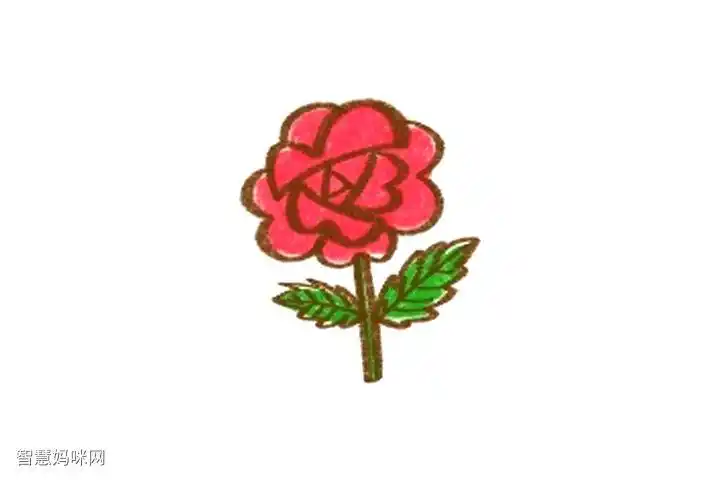 一朵漂亮的小红花简笔画