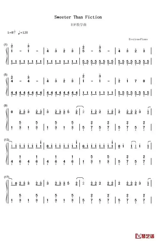 sweeter than fiction钢琴简谱-数字双手-taylor swift1