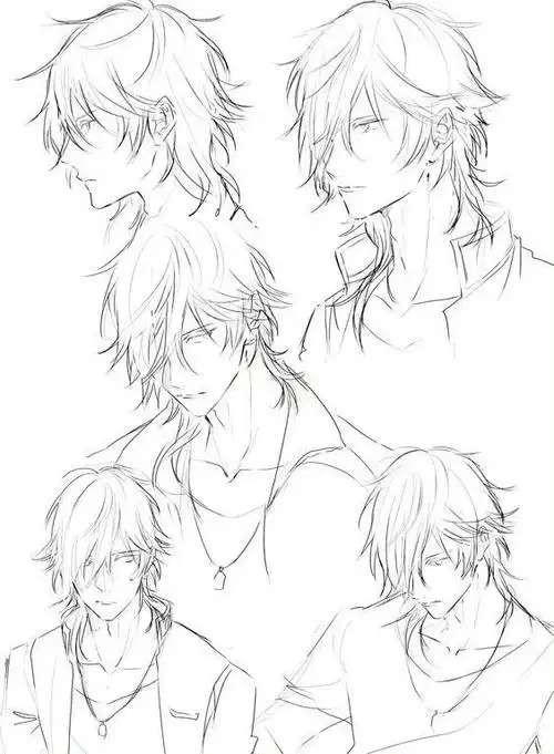 男性发型参考素材  #绘画参考##发型