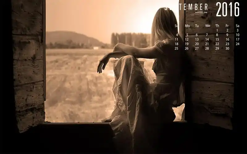 2016年9月日历伤感女生的唯美孤单背影精选壁纸图片