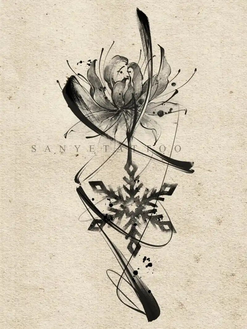 tattoo|彼岸花纹身|雪花纹身|男生纹身图 "彼岸凌霜"  7515纹身