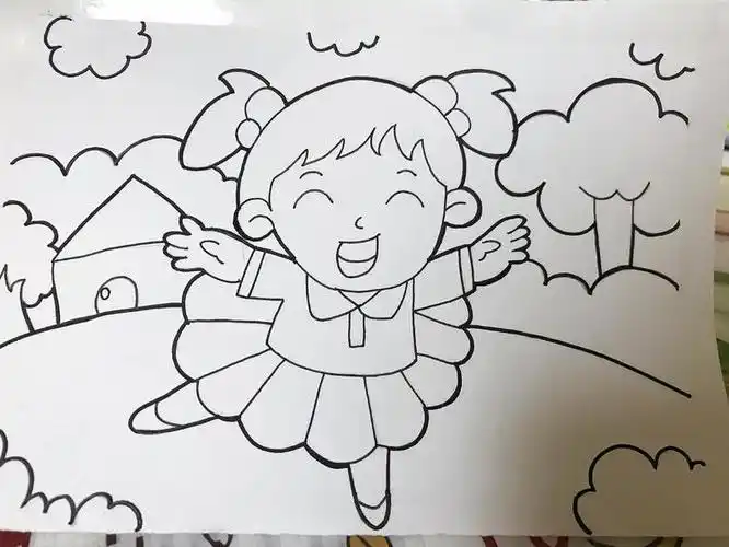 儿童画爱跳舞的小女孩97跳舞简笔画简笔画教程