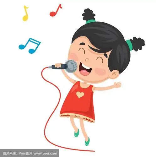 矢量插图的孩子唱歌