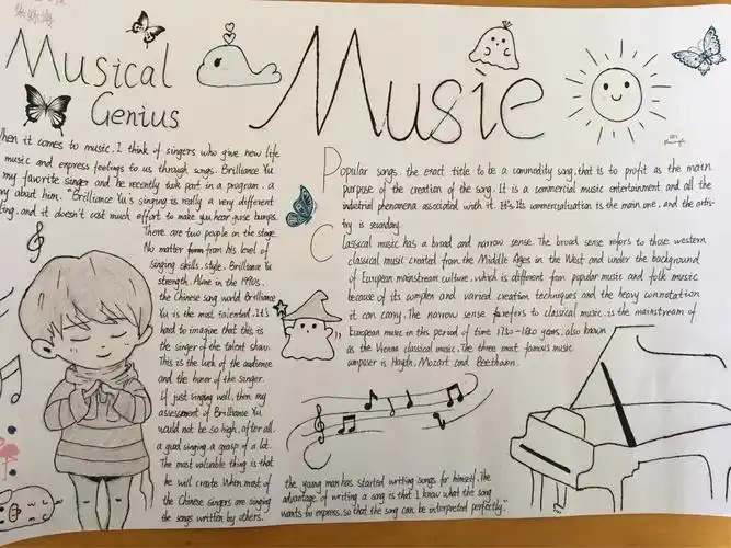 class 13,senior 1 音乐主题英语手抄报作业