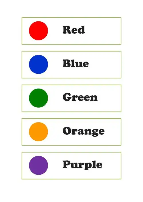 幼儿颜色英文卡片共4页