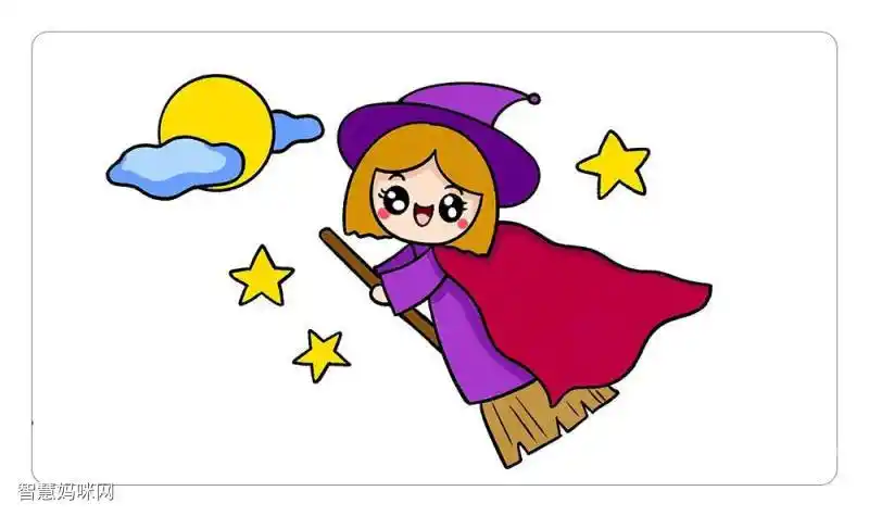 万圣节画个可爱的小女巫