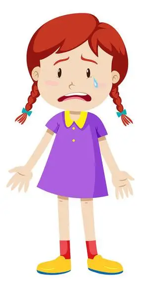 哭泣的小女孩卡通高清png免抠元素