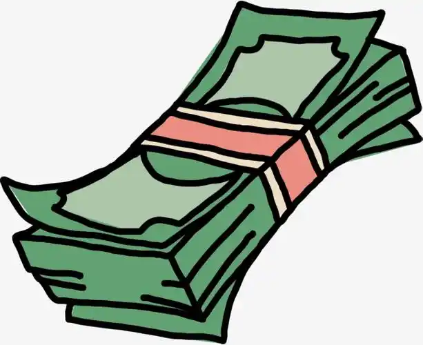 手绘一摞卡通美钞