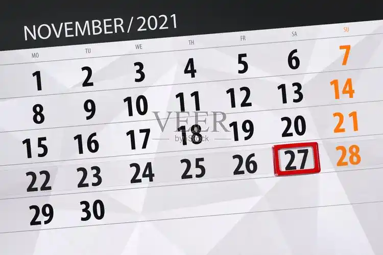 2021年11月的日历计划,截止日期27日,周六插画图片素材