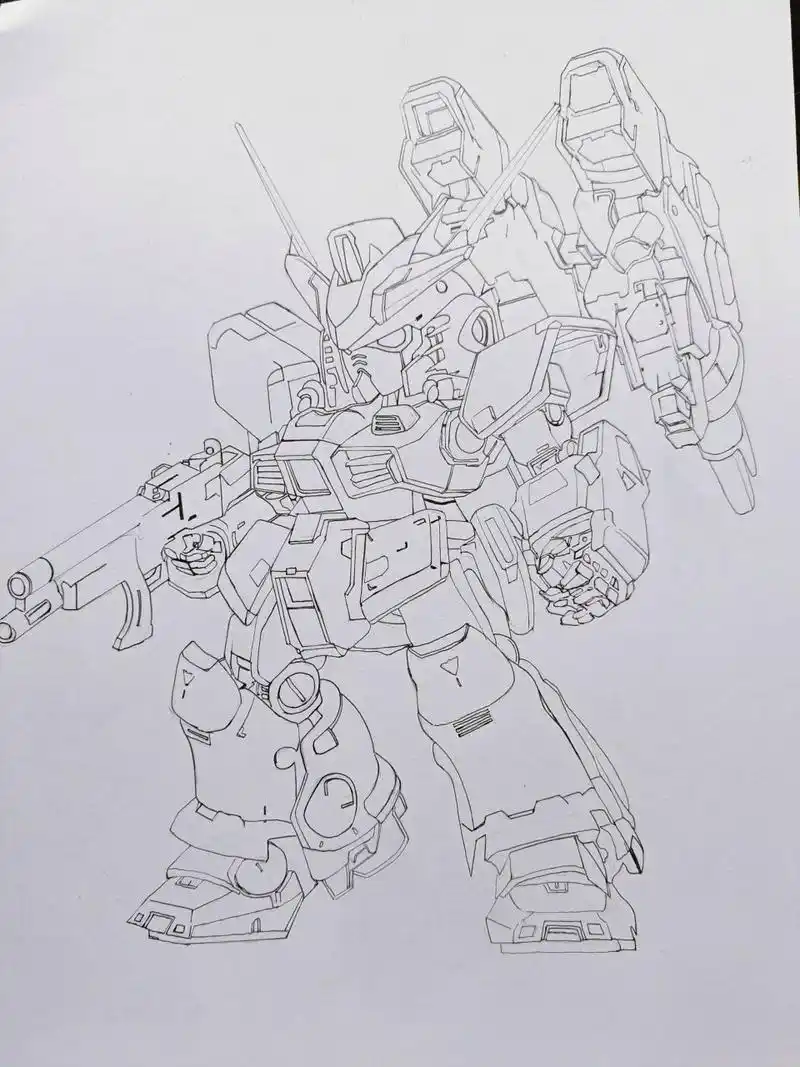 线稿来咯,q版高达