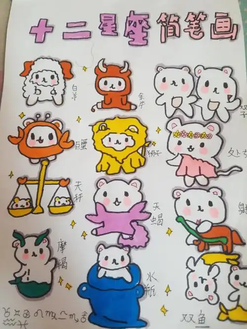 十二星座简笔画来喽