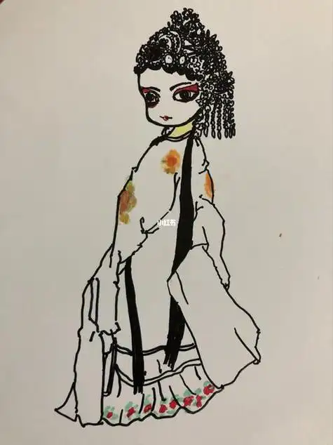幼儿简笔画花鼓戏人物