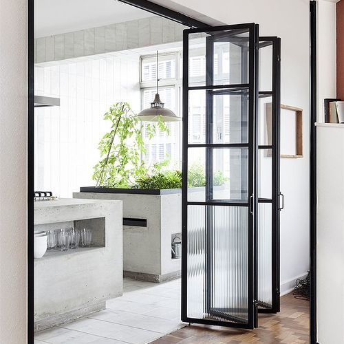 定制极窄铝合金折叠门无下轨推拉门回固隐形开放式厨房卫生间洗手间
